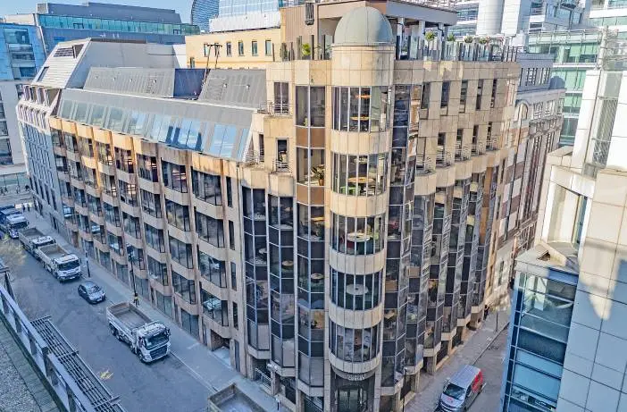 Aerial drone photo of a commercial office building